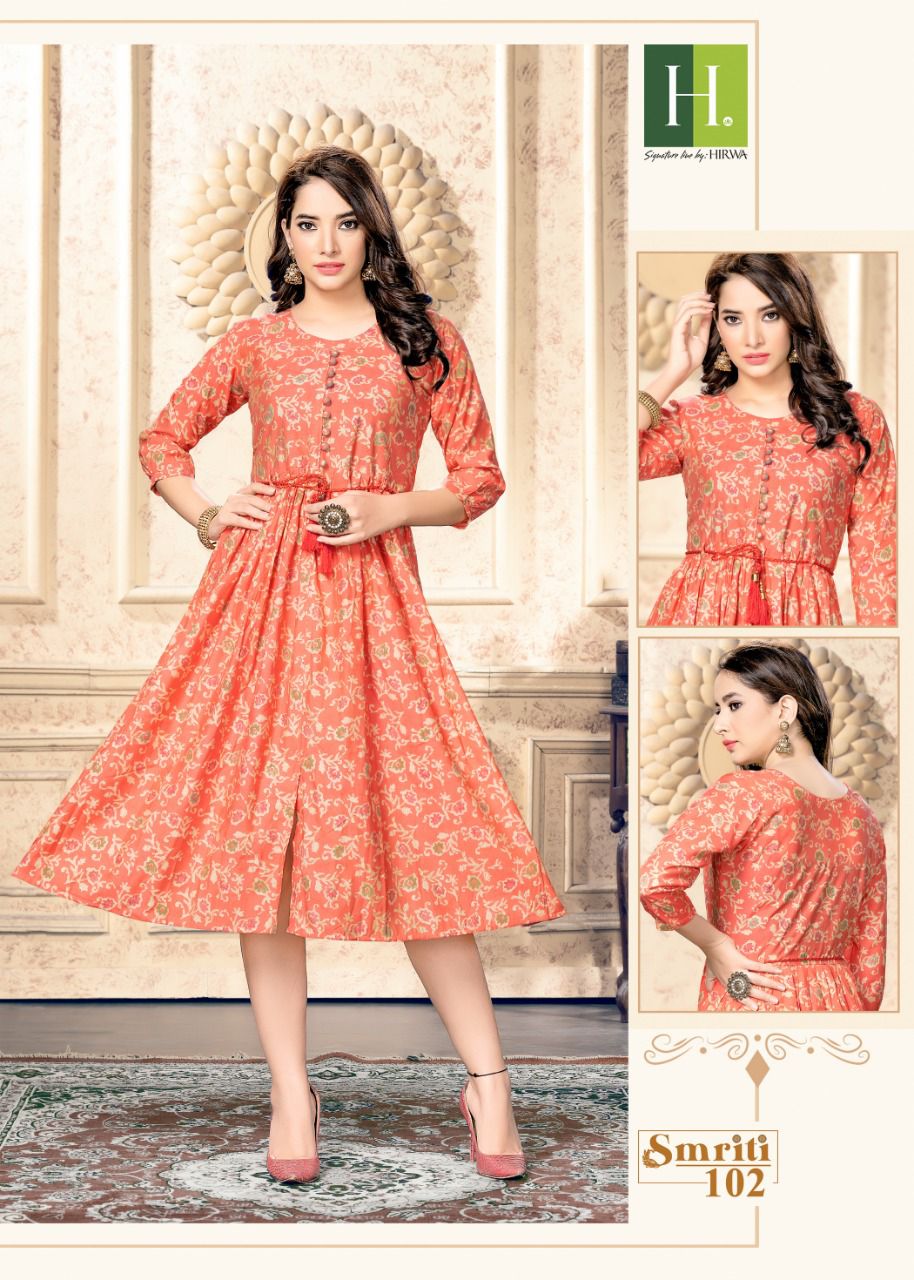 Hirwa Smriti  Ethnic Wear Wholesale Kurti Collection 